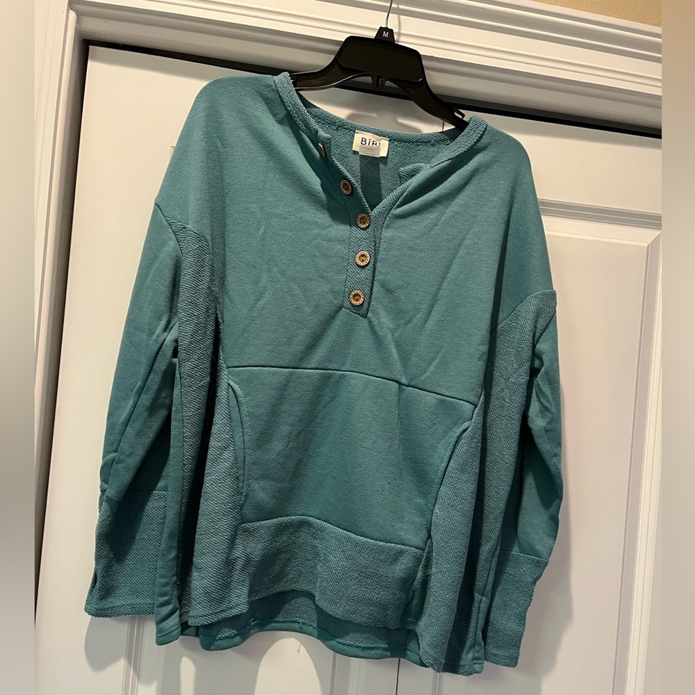 BiBi terry knit buttoned Henley top